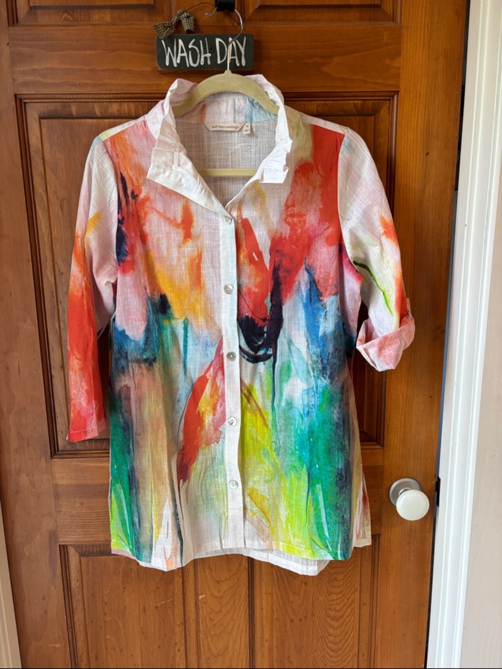 Soft Surroundings Isla Grande tunic featuring watercolor inspired print. Size M